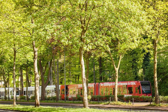 Niederflurstadtbahn auf der Aachener Strae